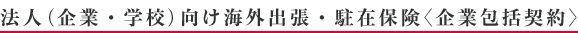 法人（企業・学校）向け海外出張・駐在保険〈企業包括契約〉